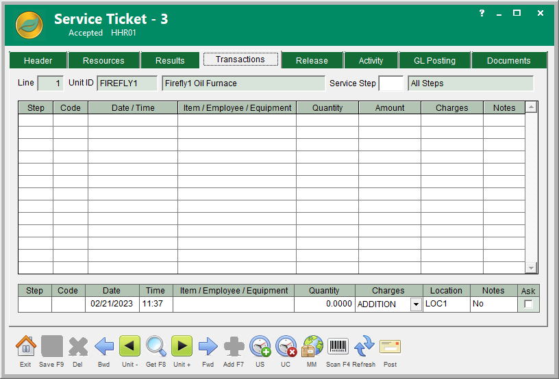 Service Ticket - Transactions